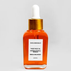 Marula Green Beauty Fade Face Oil serum bottle with gold dropper