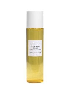 Studio photograph of Marula Green Beauty Glow Reset Toner 150ml bottle isolated on a solid white background.