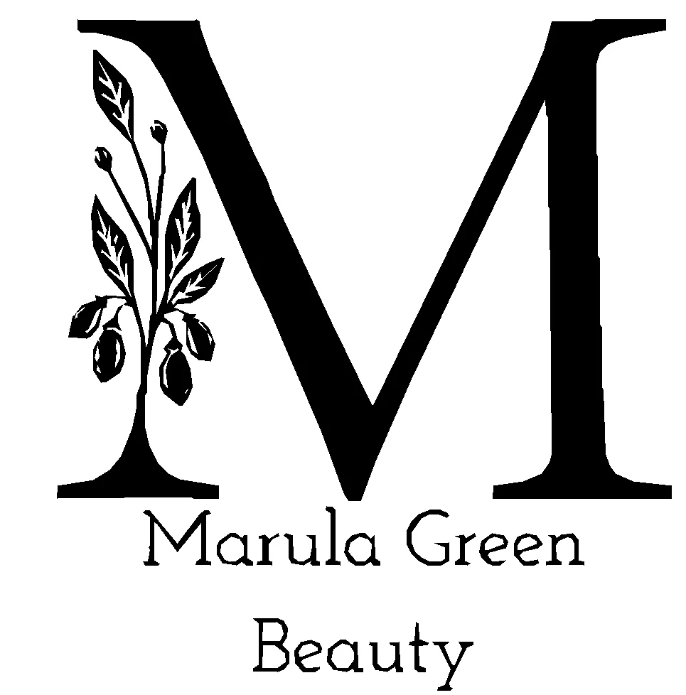 A monochromatic artisanal logo set on a clean white background. Centered is the large UPM. The left leg Iring formed by alth-drawn brace of Marula Green Beauty.
