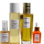 Marula Green Beauty The Complete Ritual set — Complexion Tonic Serum (30ml), Glow Reset Toner (150ml), Essence of Harmony Body Oil (100ml), and Fade Face Oil (30ml) arranged side by side against a plain white background.